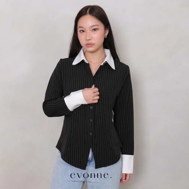 EVONNE Wonnie Shirt Kemeja Stripe Wanita